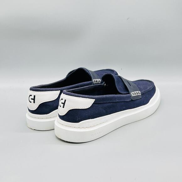 Cole Haan Shoes Mens 8.5 Blue Canvas Grand Penny Loafers Casual Comfort Walking